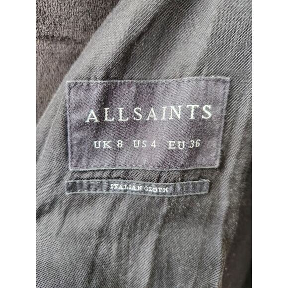 All Saints Turn Lock Monument Eve Coat Black Wool Blend Asymmetrical Hem Size 4 - Picture 8 of 9